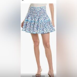 Sail to Sable Smocked Linen-Blend Mini Skirt new with tags